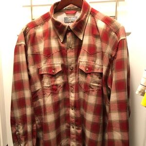 Red plaid LS snap up shirt
